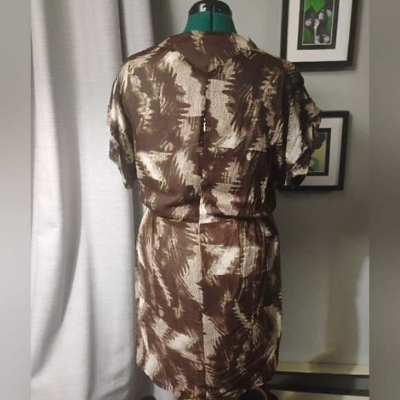 W118 by Walter Baker Abstract Print Faux Wrap Dress Size L in Brown & Cream - Picture 11 of 14